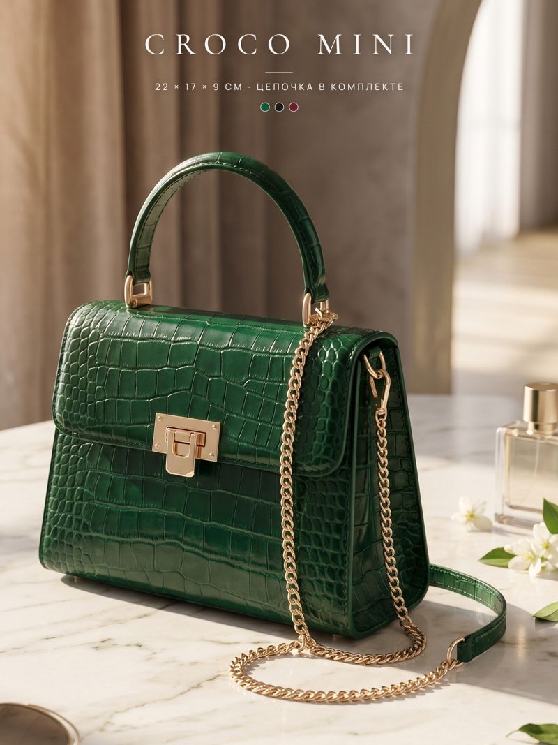 Сумка на мраморном столе